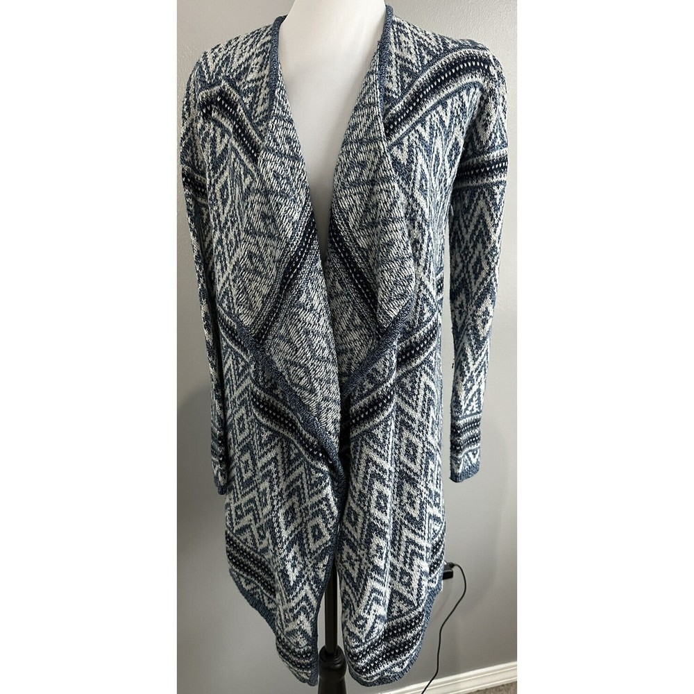 Women’s Kaisely Waterfall Open Front Blue Cardigan Long Sleeve Sweater Size S